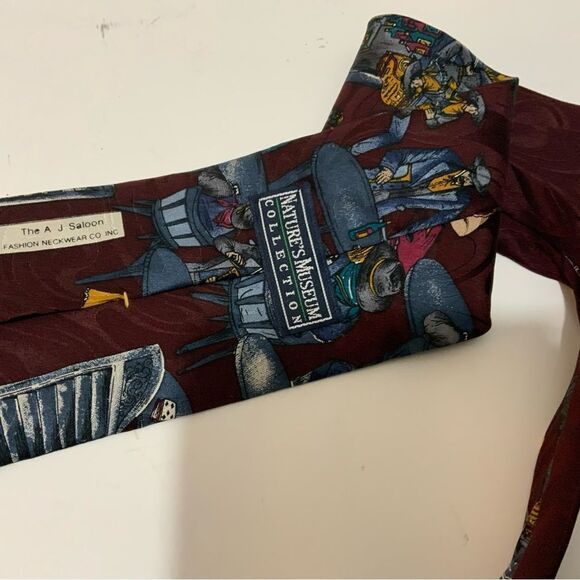 Nature's Museum Collection Men's Tie 100% Silk Red AJ Salon - Picture 5 of 7